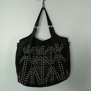 AmeriLeather black lamb leather studded tote